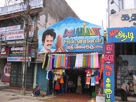 A scarf merchant in Madurai