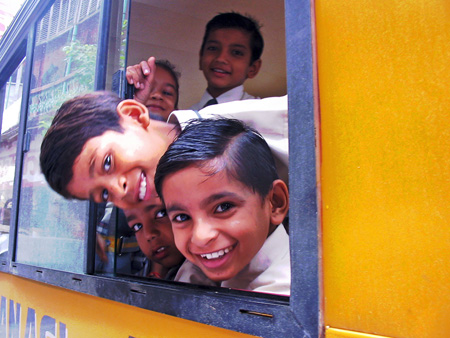 STudents on Bus in Varanasi